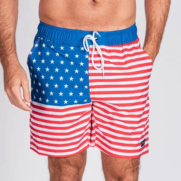 Mens Usa Flag Patriotic Performance Swim Trunks By The Soul Of Adventure